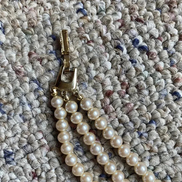 VTG 3 Strand Faux Pearl Gemstone Choker Necklace Party Formal Wedding Princess - Picture 5 of 12